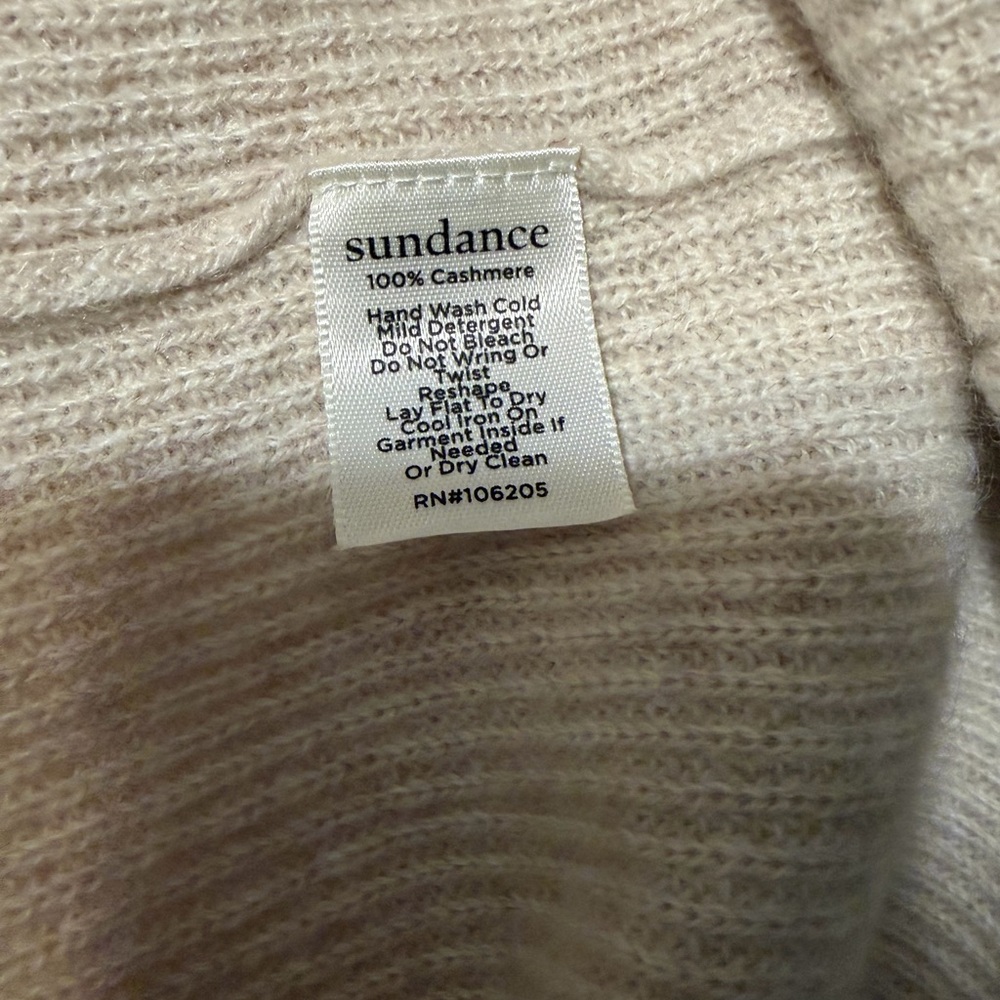 Sundance Rowan Cashmere Women's Cream Oatmeal V-Neck Long Sleeve Sweater - Picture 4 of 8